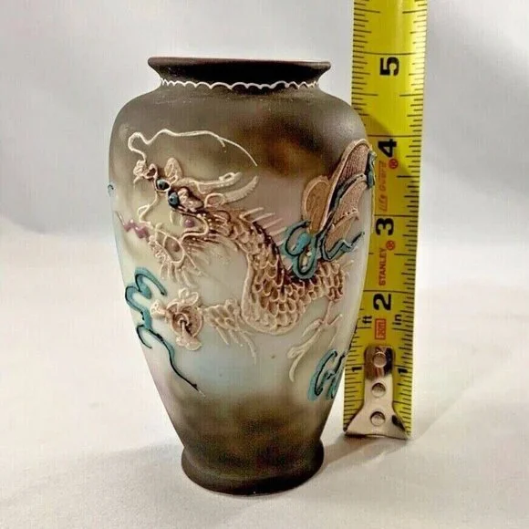Moriage Dragonware Dragon Vase 5" Made in Japan Relief Raised Handpainted - Picture 3 of 8